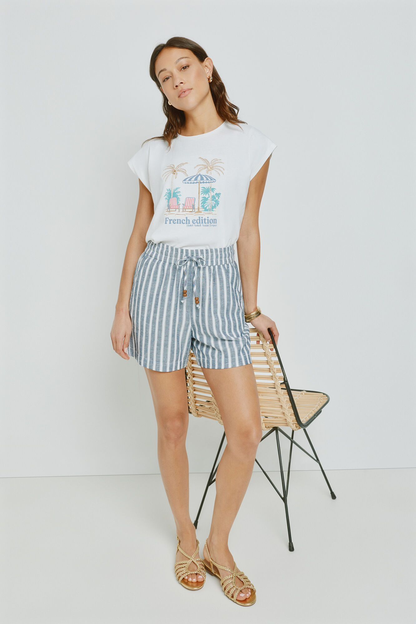 Milano Bermudas de rayas con cintura el&aacute;stica Navy