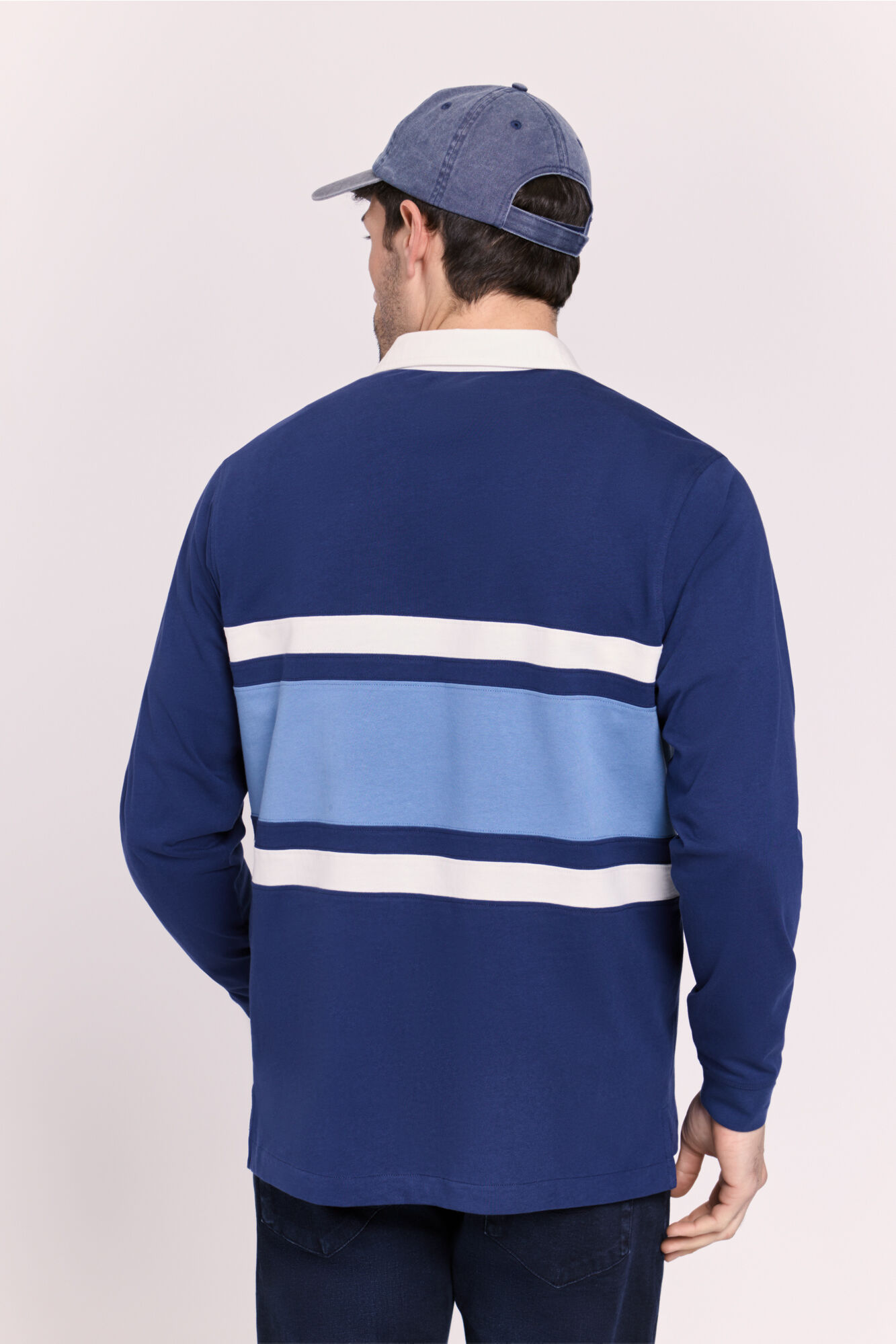 Milano Polo a rayas manga larga Navy