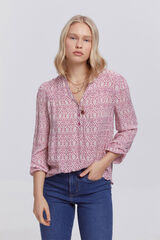 Fifty Outlet Blusa plumetí estampada. natural
