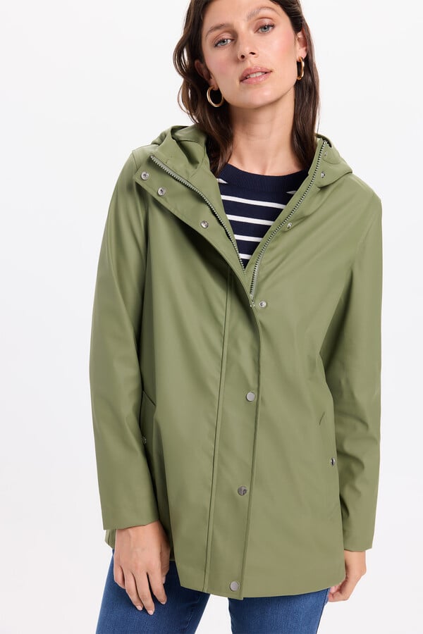 Milano Parka con capucha impermeable de color caqui Kaki Oscuro
