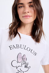 Fifty Outlet Playera estampada de Minnie Mouse con aplicación de pedrería en el lazo o lazo Blanco