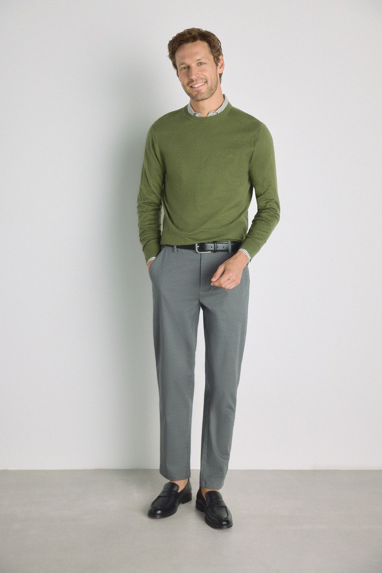 Milano Su&eacute;ter cuello redondo ajustado Verde