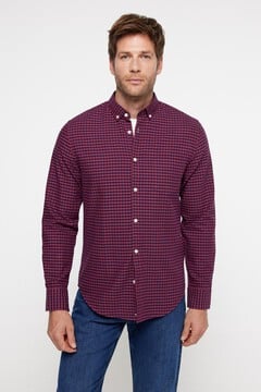 Fifty Outlet Camisa Twill Cuadros Granate