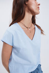 Milano Camiseta pliegues hombros Azul