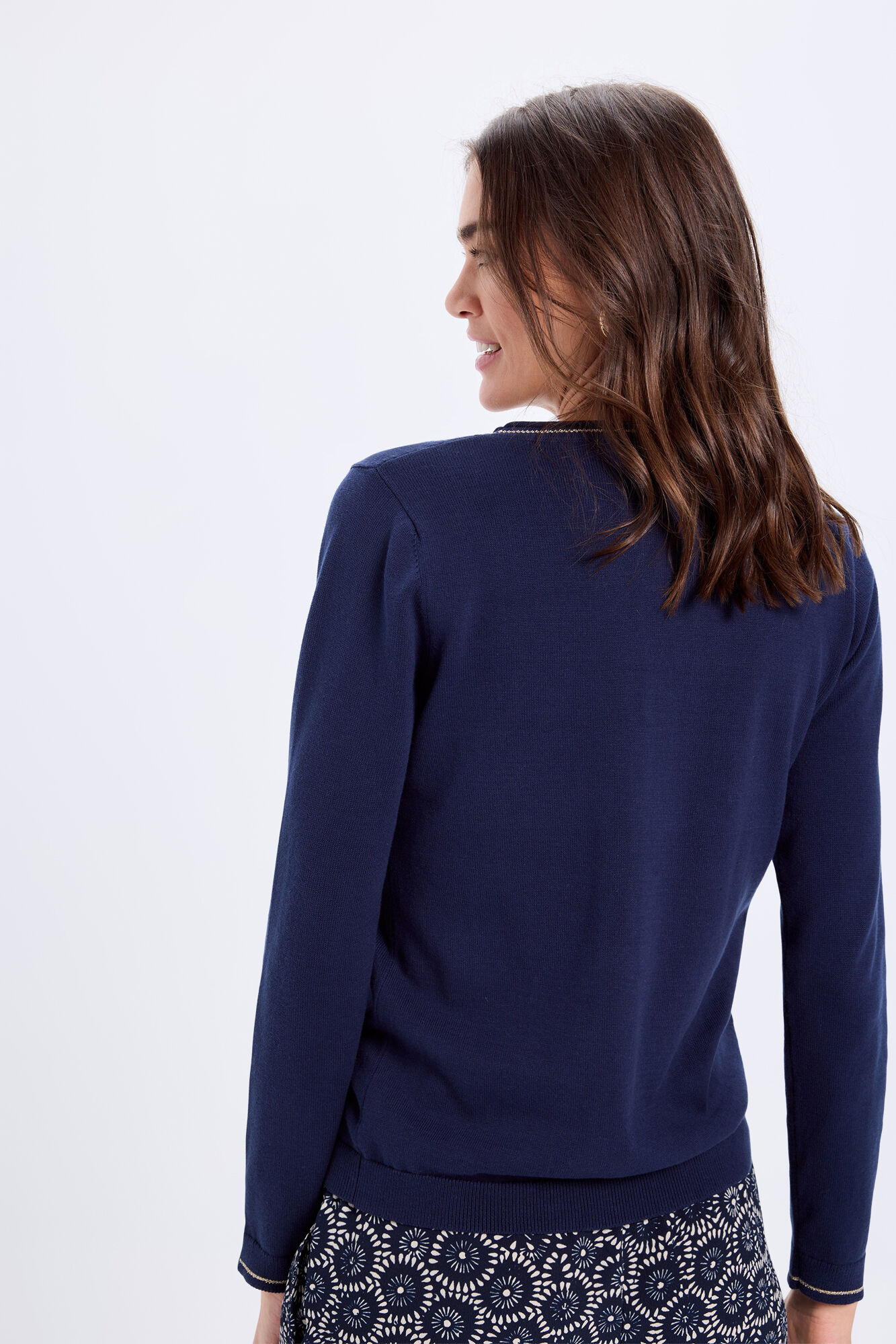 Milano Jersey de algod&oacute;n con detalle de lurex Navy