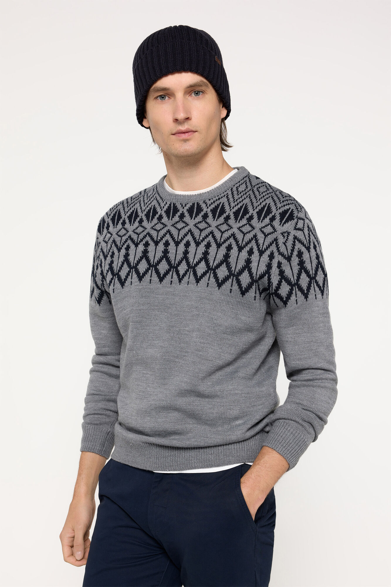 Milano Jersey cenefas cuello caja Gris