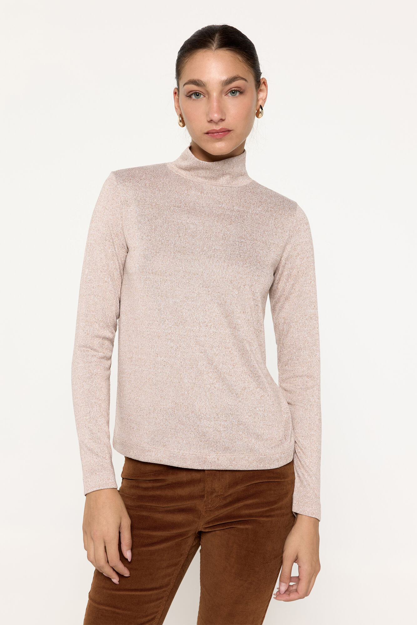 Milano Jersey cuello perkins tacto suave Marr&oacute;n