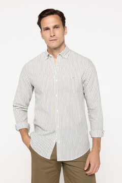 Fifty Outlet Camisa slub rayas Verde