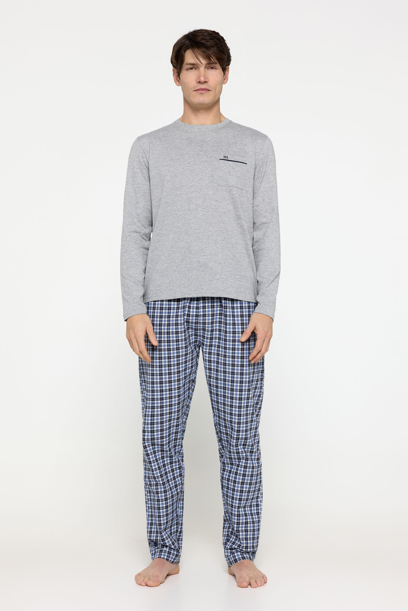 Milano Pijama largo de algod&oacute;n Gris Oscuro