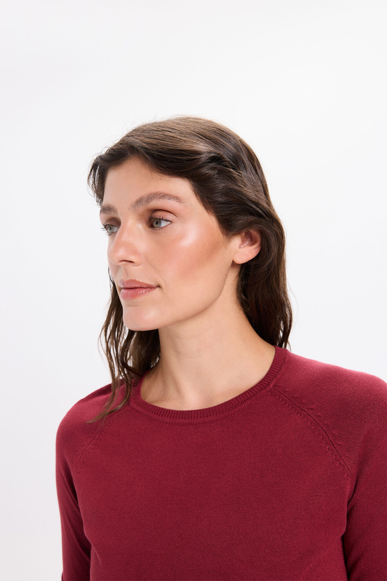 Milano Jersey liso b&aacute;sico de tejido Granate