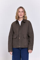 Milano Chamarra estilo barbour con cuello de pana Kaki Oscuro