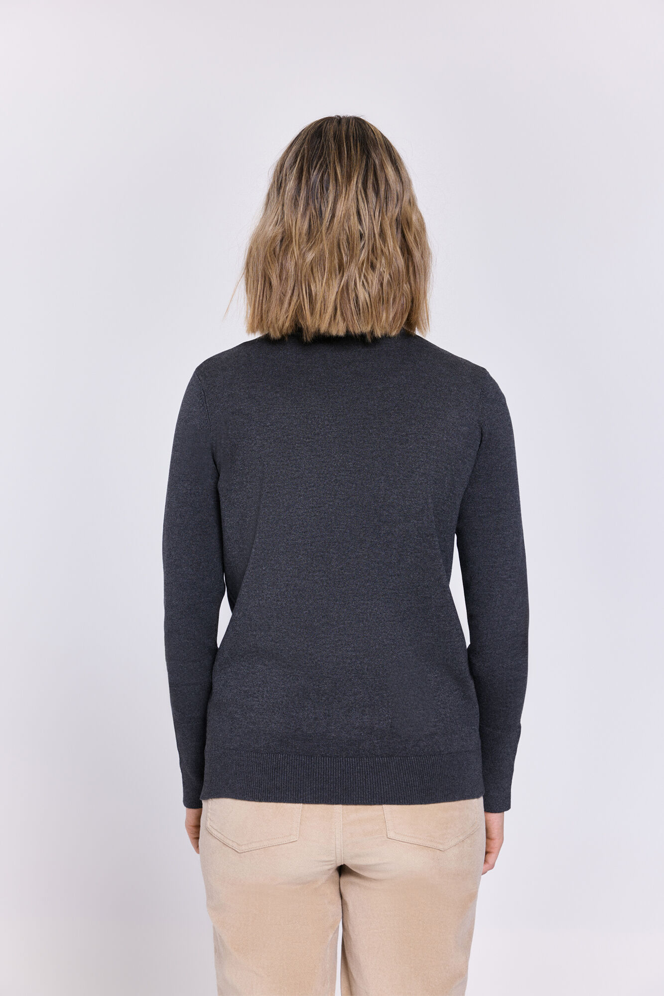 Milano Jersey de cuello de viscosa Gris Oscuro