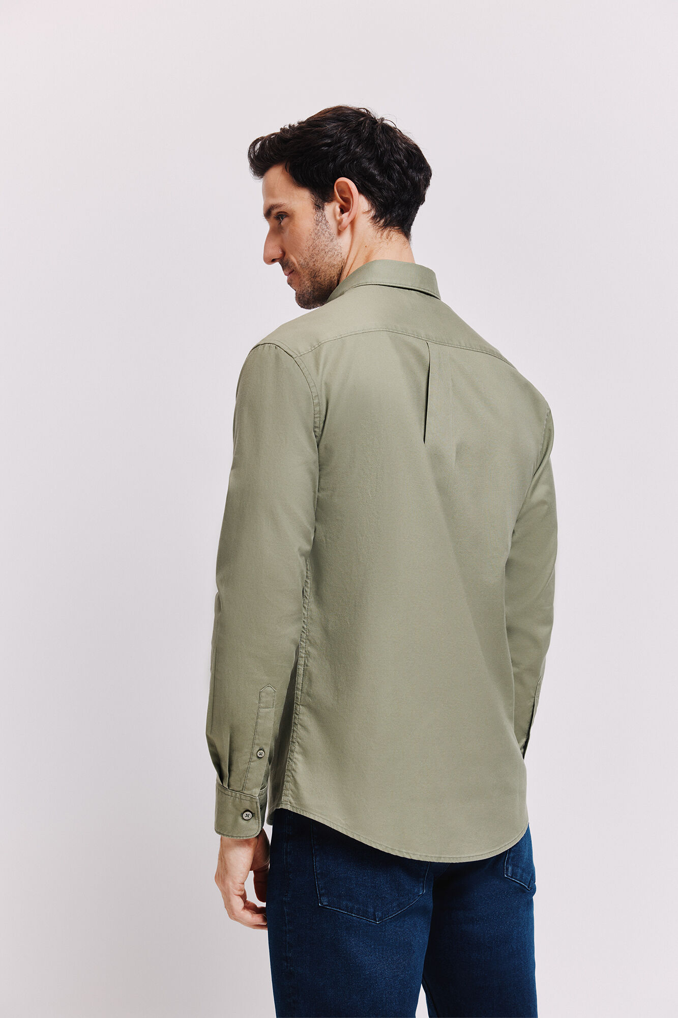 Milano Camisa lisa manga larga Kaki Claro