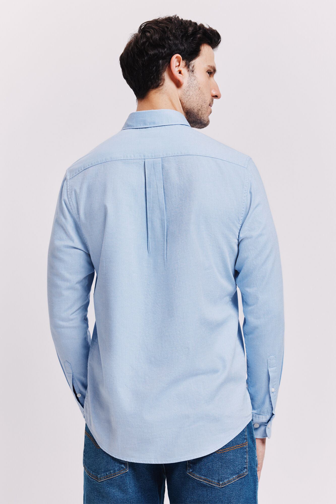 Milano Camisa lisa manga larga Azul Claro