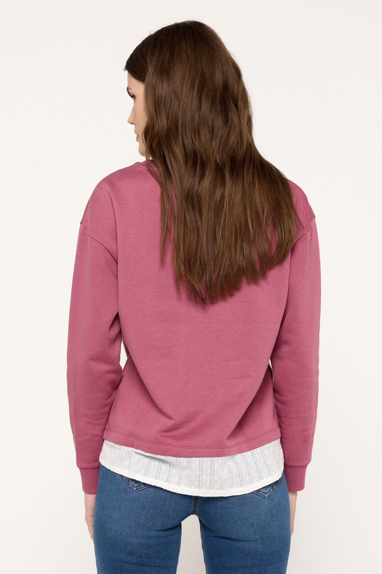 Milano Sudadera estampada con fald&oacute;n en el bajo Rosa