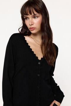 Fifty Outlet Cardigan de punto de viscosa con detalle ondas Negro