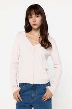 Fifty Outlet Cardigan de punto de viscosa con detalle ondas Marfil