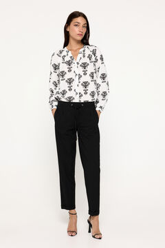 Fifty Outlet Blusa cuello pico natural