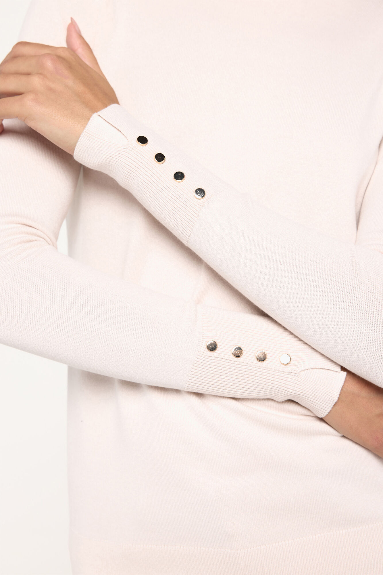 Milano Jersey b&aacute;sico cuello cisne entallado Blanco