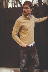 Milano Jersey con cierre de media cremallera Beige/Camel