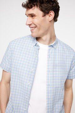 Fifty Outlet Camisa cuadros aspecto lino. Azul