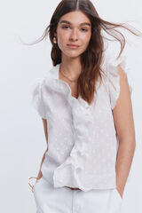 Fifty Outlet Blusa ligera volantes Blanco