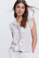 Fifty Outlet Blusa ligera volantes Blanco