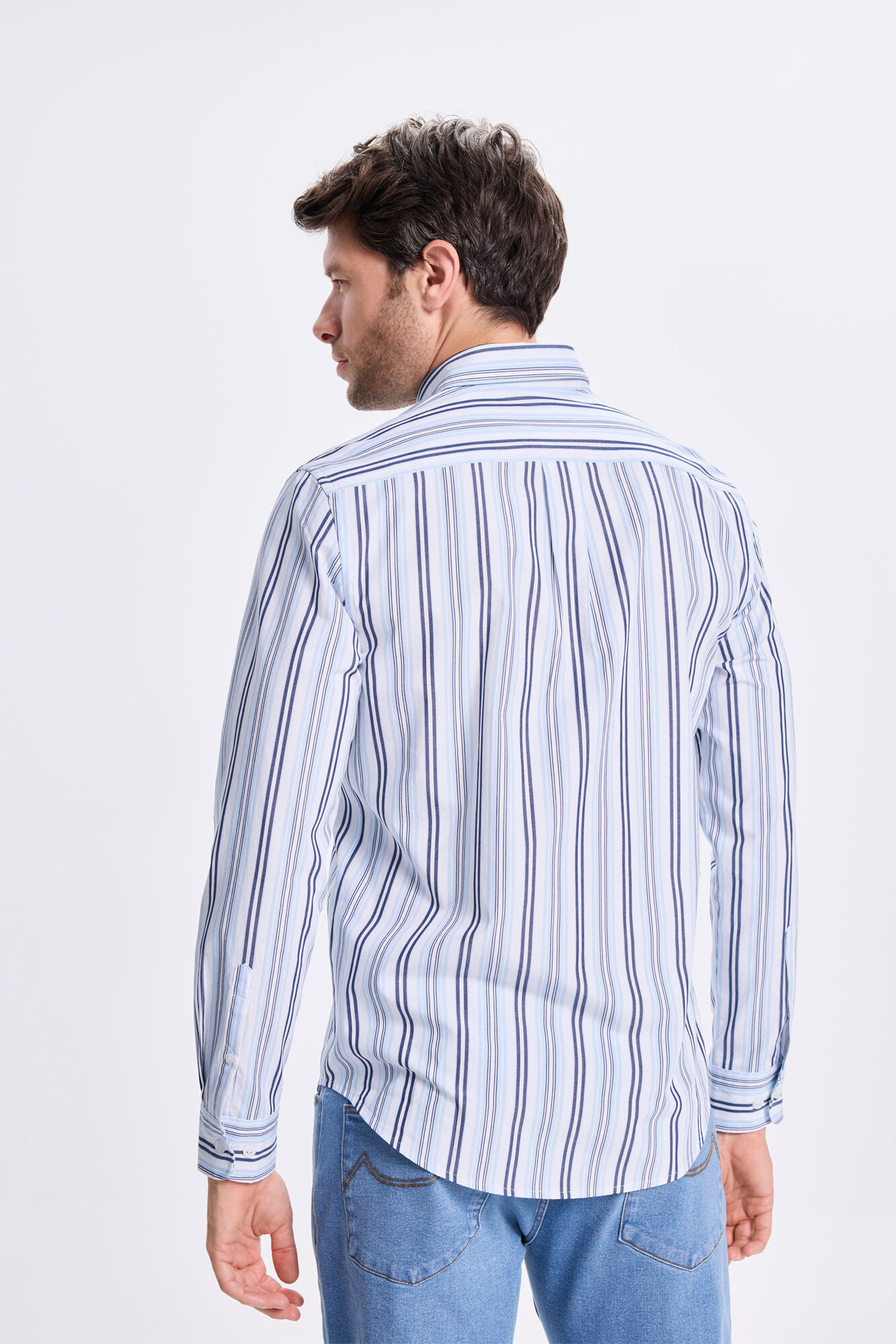 Milano Camisa de sarga a rayas Azul