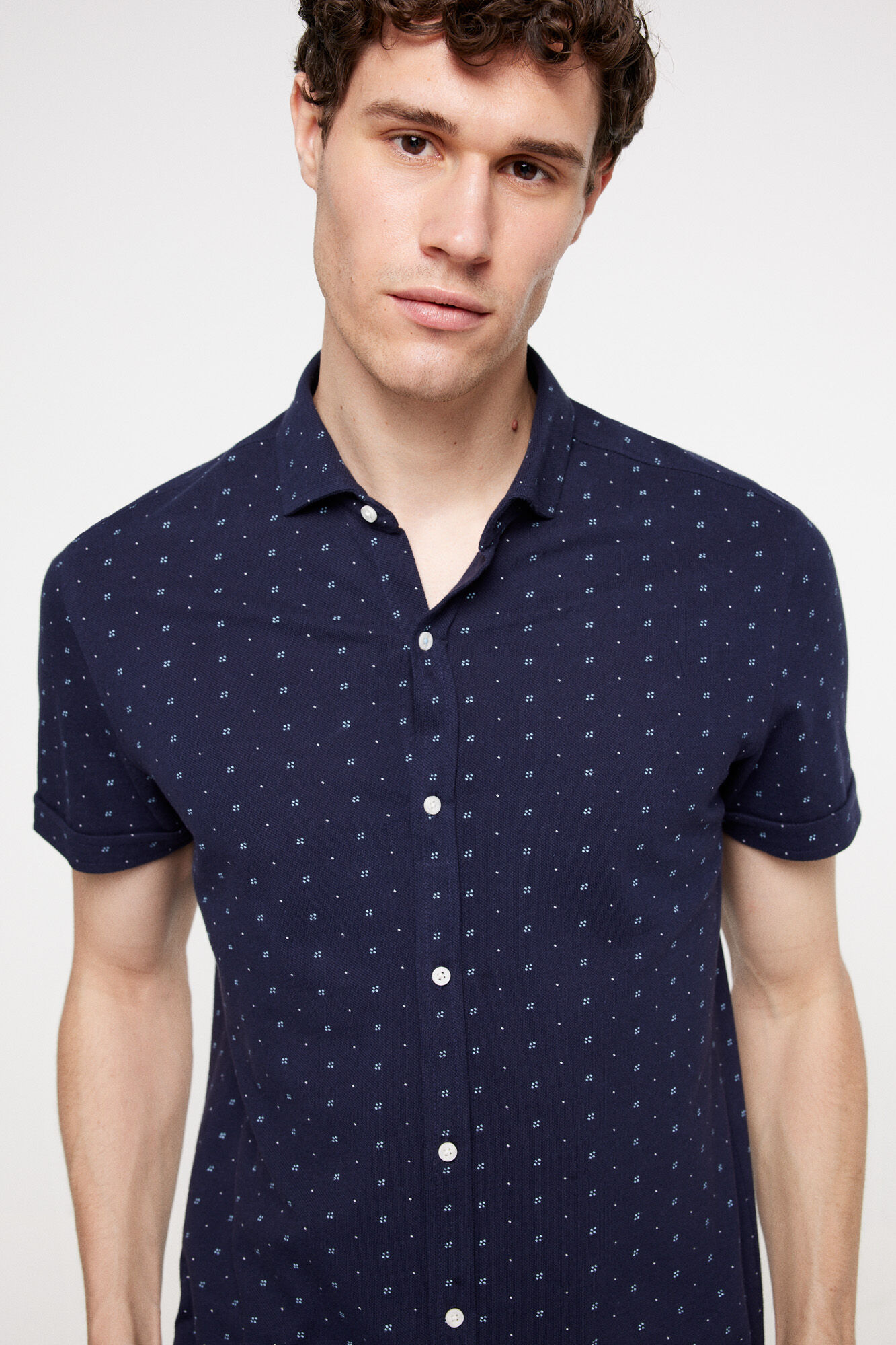 Milano Camisa piqu&eacute; estampada Navy