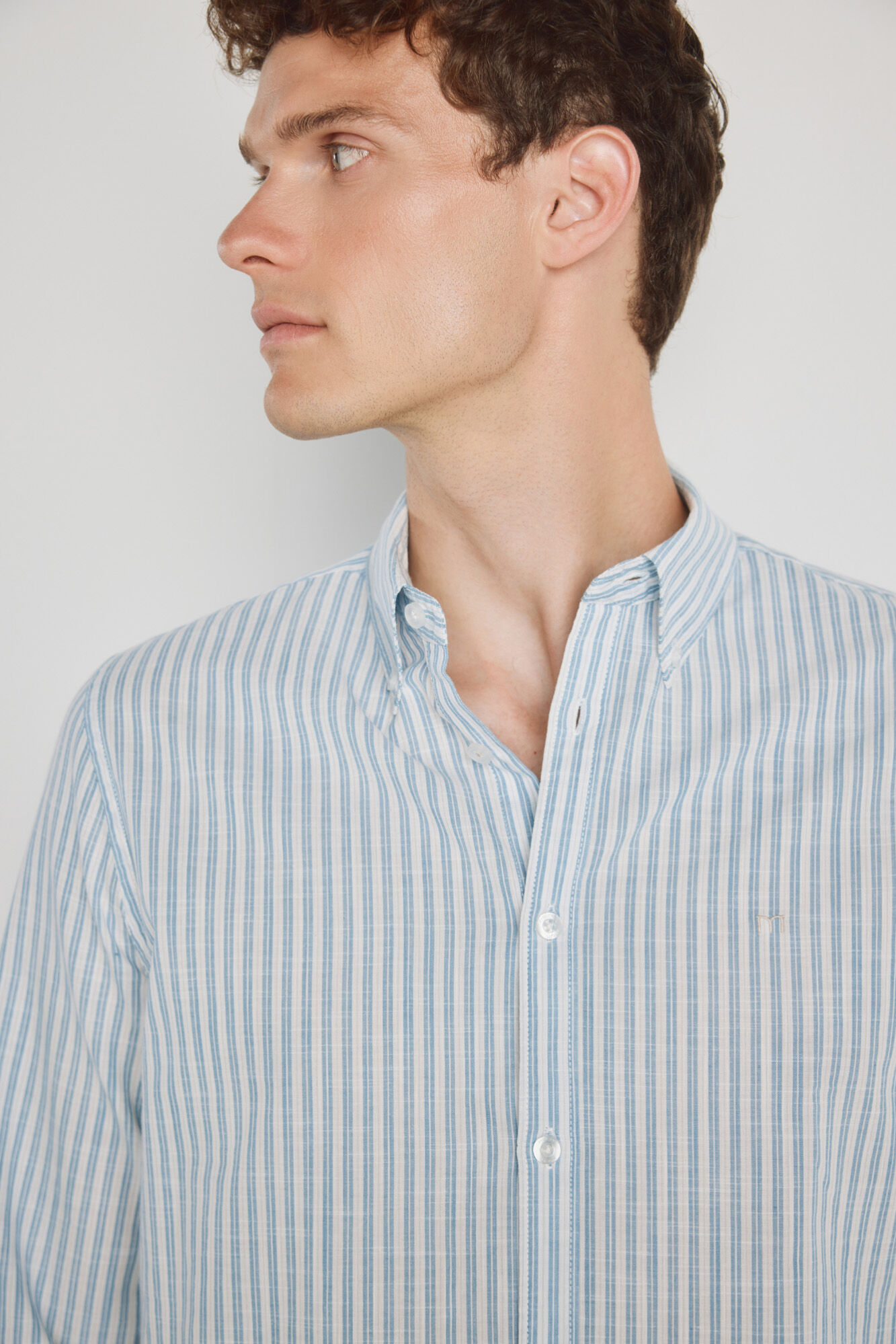 Milano Camisa de rayas manga larga Azul Claro