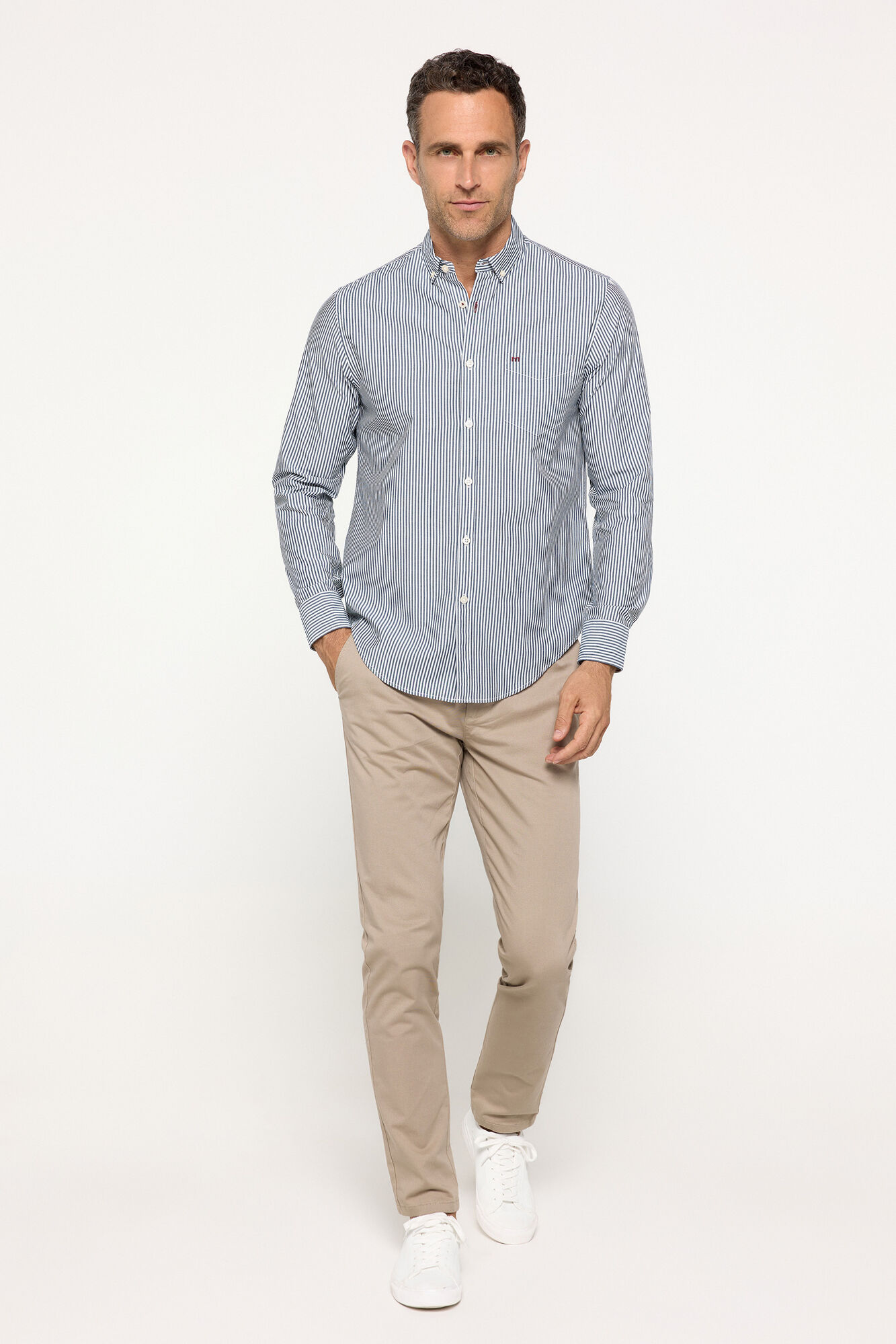 Milano Camisa Popel&iacute;n Rayas Azul