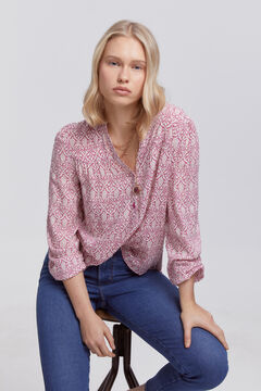 Fifty Outlet Blusa plumeti estampada. natural
