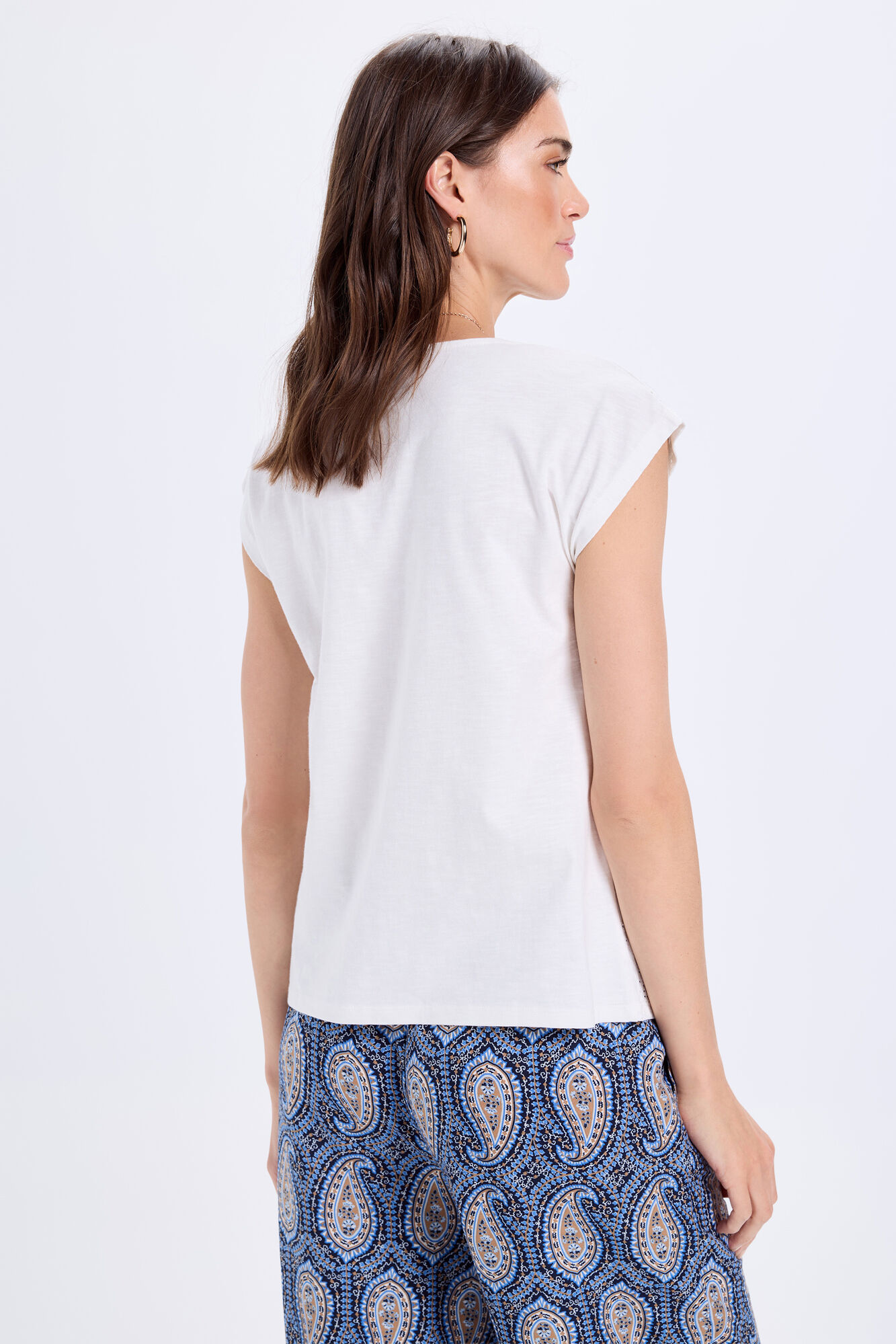 Milano Playera con parte delantera de jacquard bimaterial Blanco