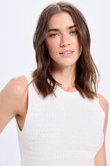 Fifty Outlet Top de tejido con estructura de cuello redondo ajustado Blanco