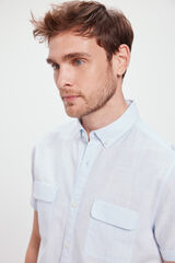 Milano Camisa Slub Lisa Bolsillos Azul