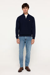 Fifty Outlet Suéter media cierre Navy