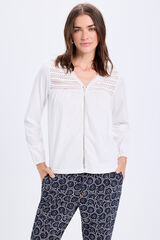 Fifty Outlet playera combinada de manga larga Blanco