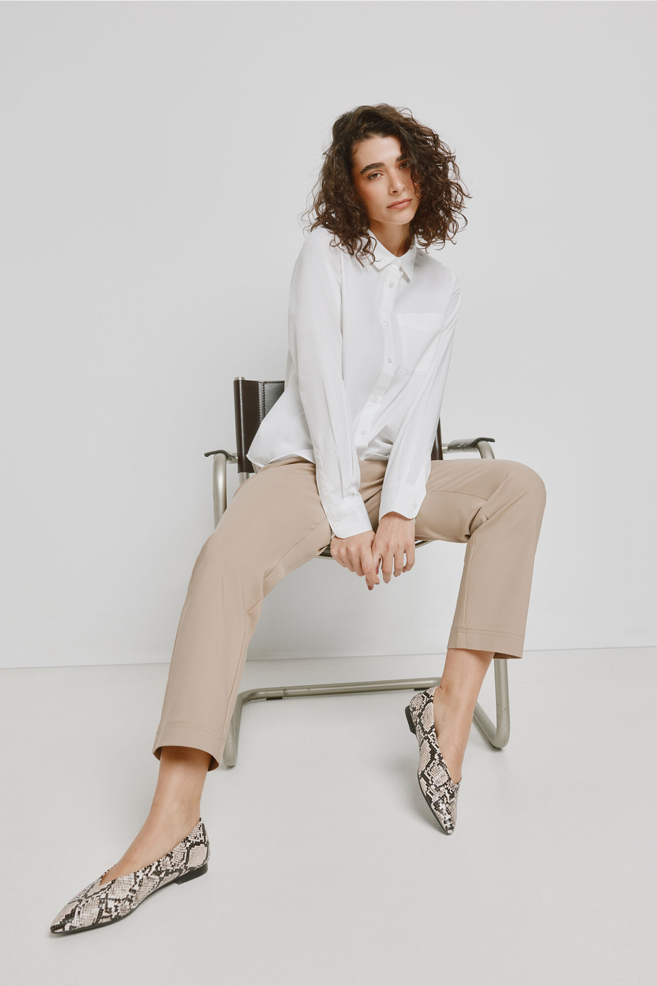 Milano Camisa lisa de tejido ligero Blanco