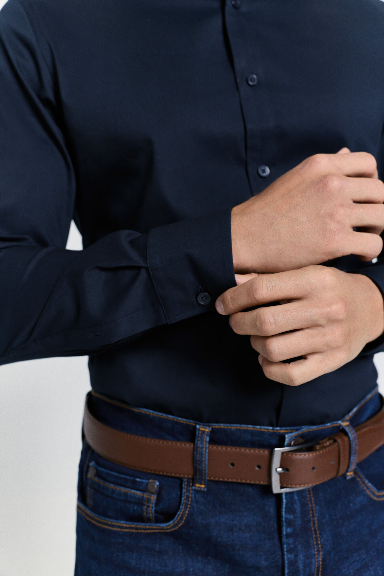 Milano Camisa de vestir entallado Navy