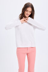 Fifty Outlet Playera de manga larga con calidad estructurada. Blanco