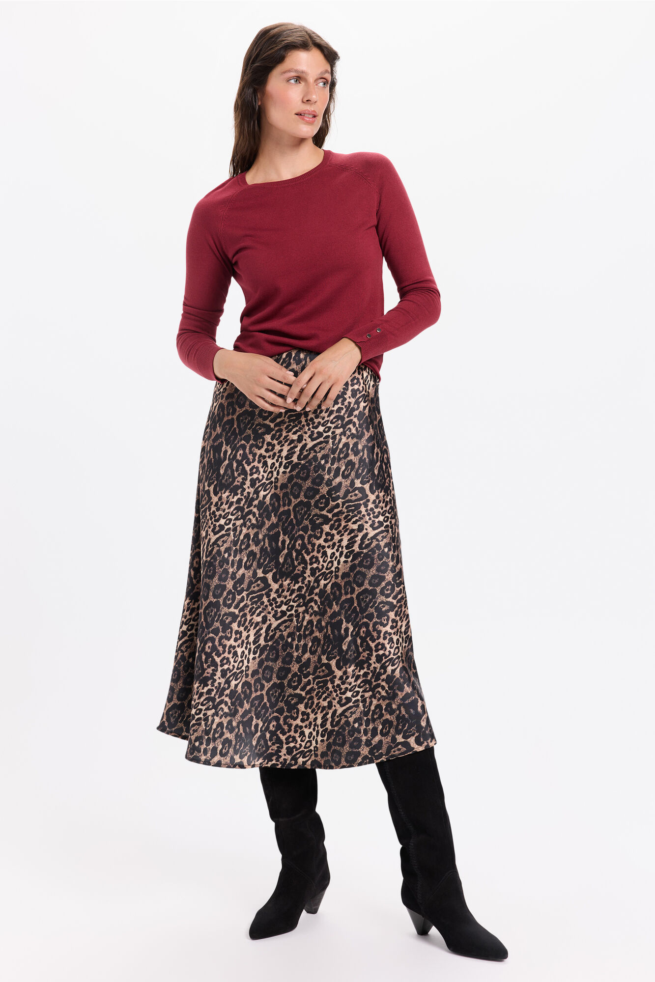 Milano Jersey liso b&aacute;sico de tejido Granate