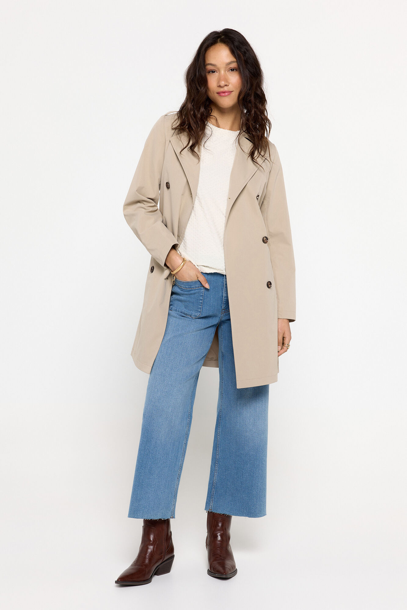 Milano Gabardina trench tejido impermeable Beige