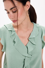 Fifty Outlet Blusa fluida con volantes Verde