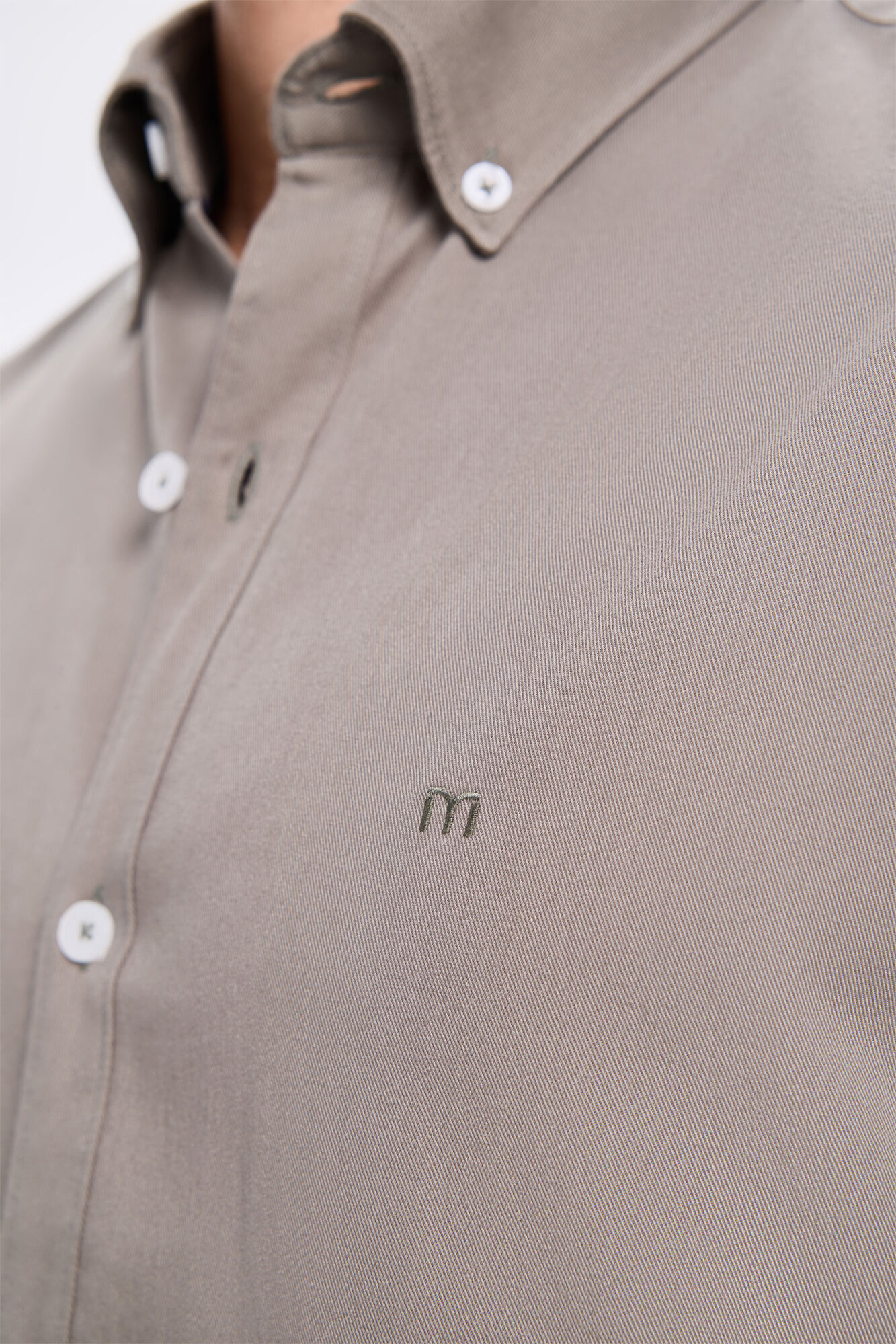 Milano Camisa de sarga liso Kaki