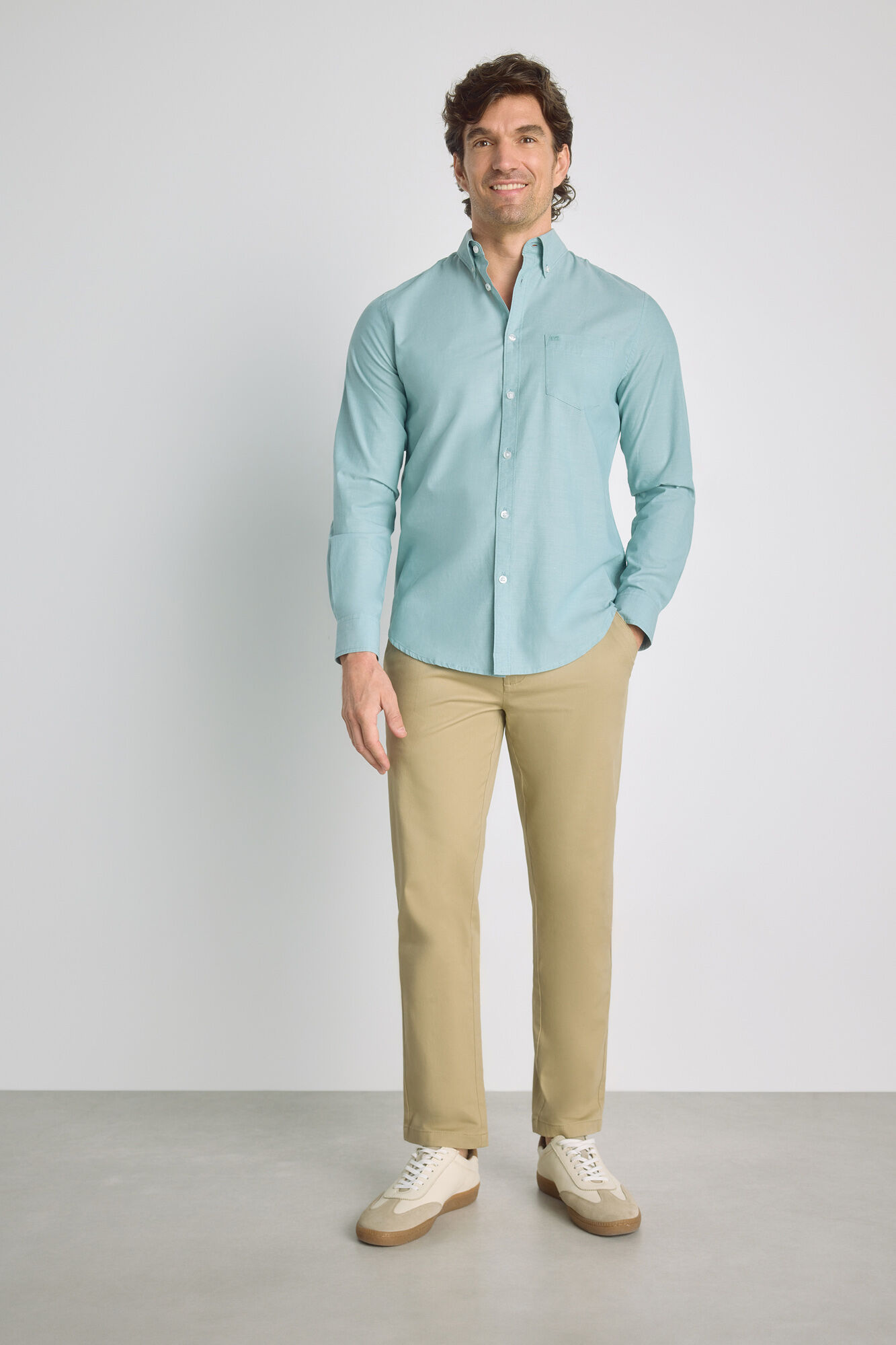 Milano Camisa lisa de manga larga Azul