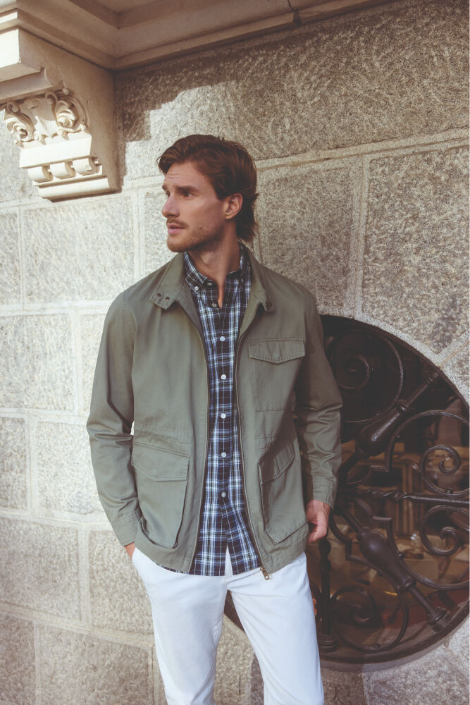 Milano Bolsillos de la chamarra Kaki Oscuro