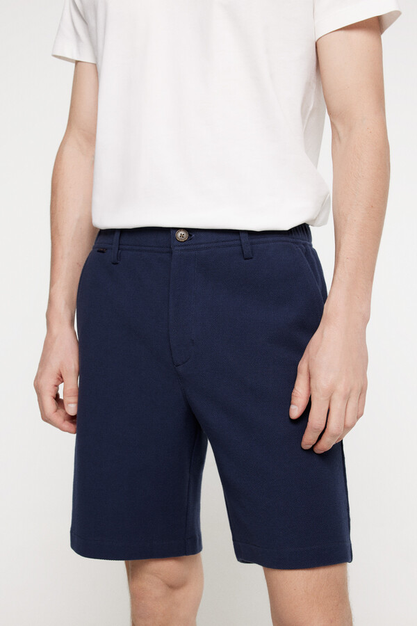 Milano Bermudas aspecto lino. Azul