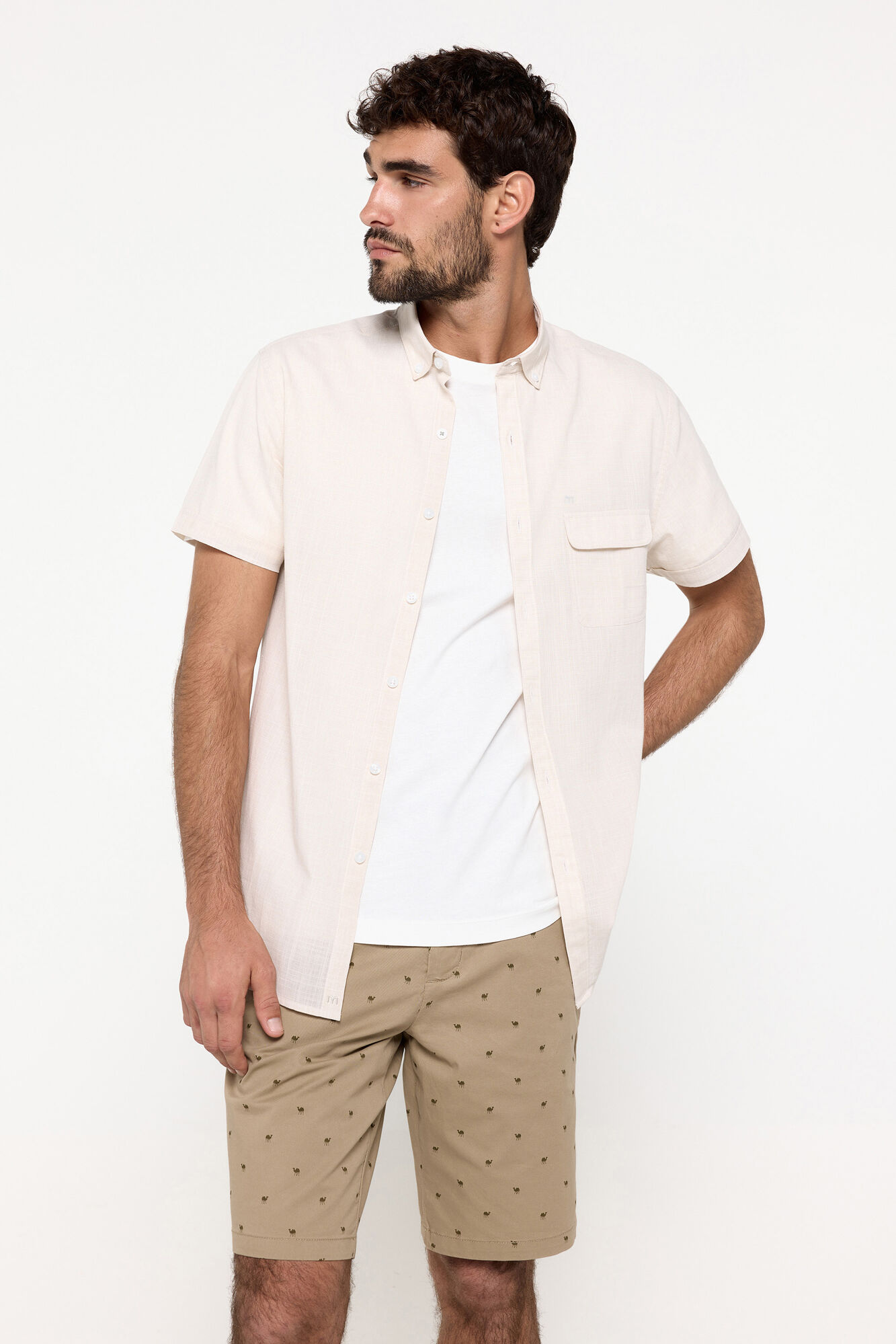 Milano Bermudas algod&oacute;n con microestampado Tostado