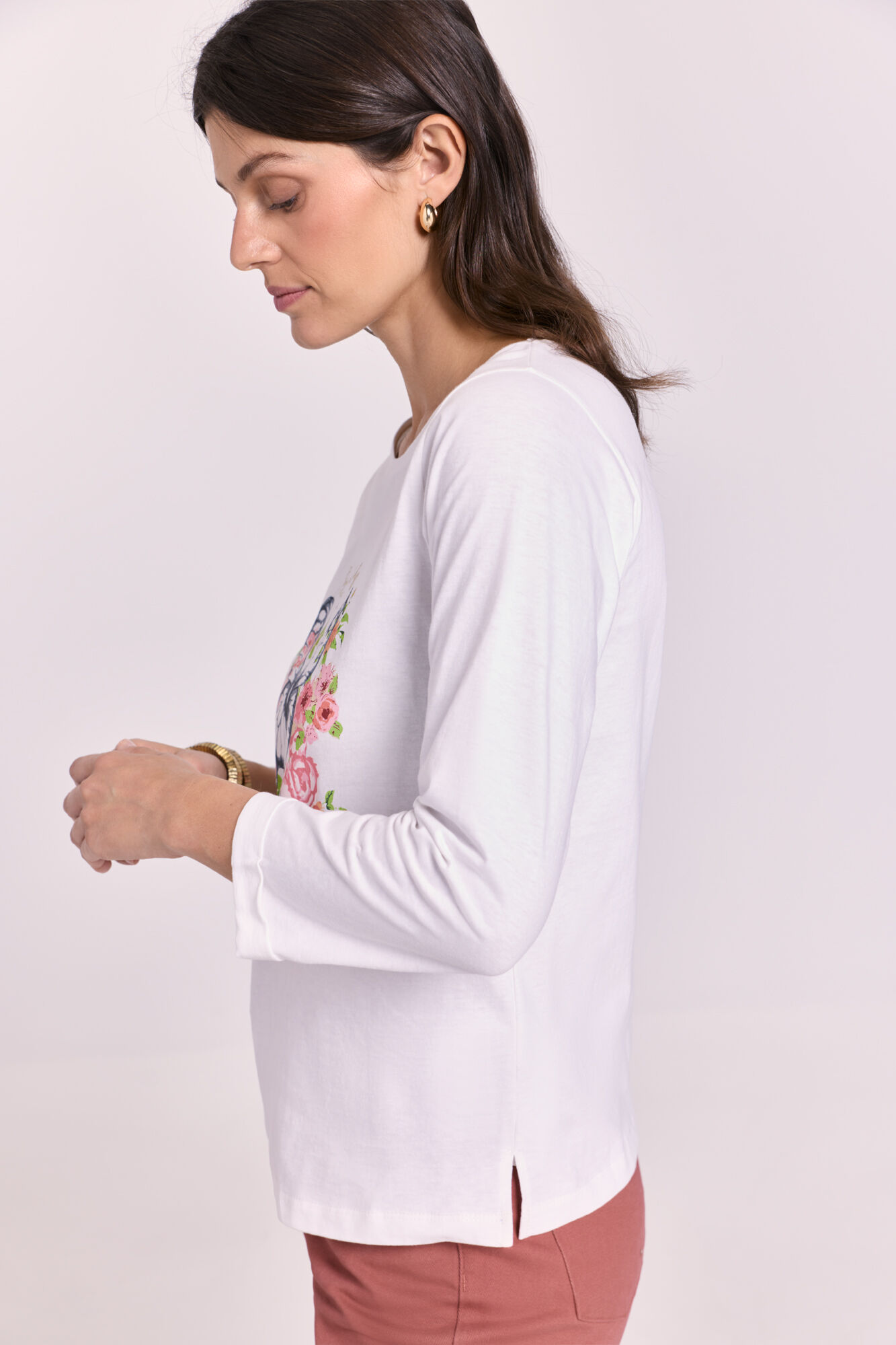 Milano Playera manga francesa estampado en el frente Blanco