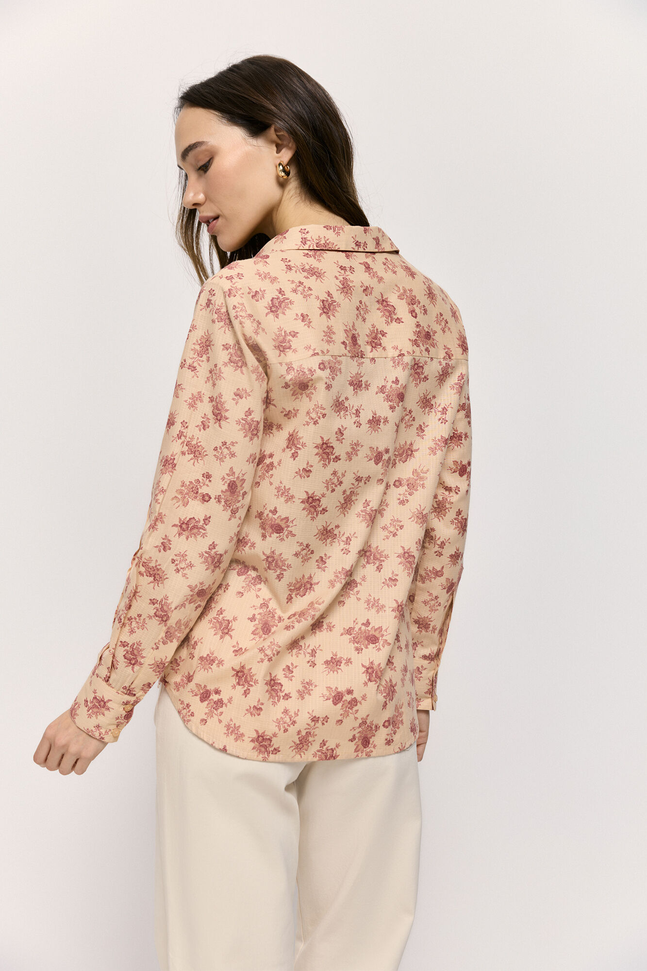 Milano Camisa estampada de tela estructurada Vino